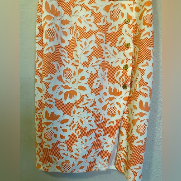 KATE and LILY FLORAL MIDI DRESS COLOR PEACH & WHITE SIZE 14 - Picture 4 of 5